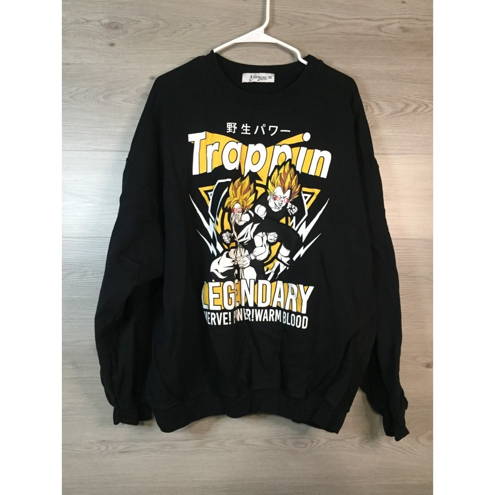 3 Forty Inc Sweater Mens Size 2XL Dragon Ball Super Saiyan Goku Pullover Black